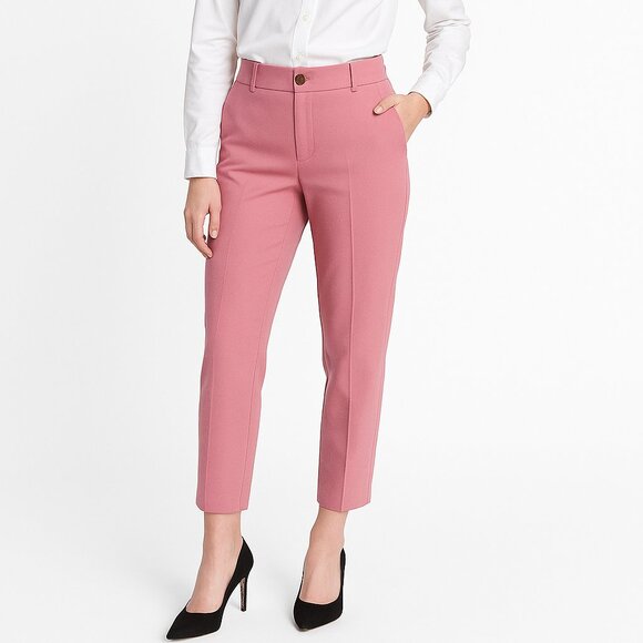 Express Women’s High Waisted Cropped Ankle‎ Pink Pants Size 4S - Picture 1 of 10